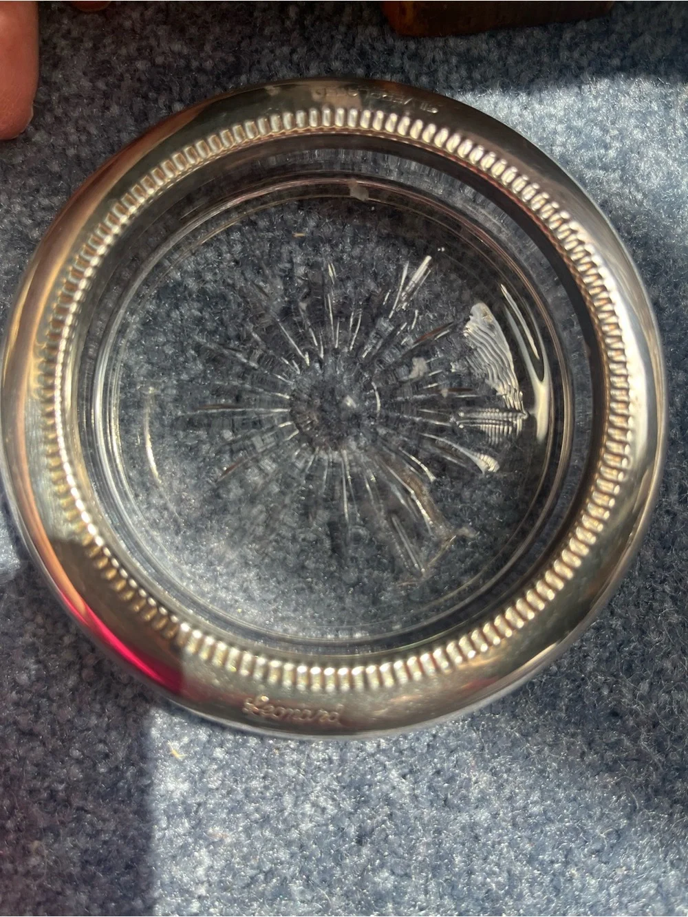 Stacked Silver Glass Coasters - Clear & Silver